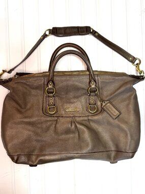 Coach Ashley Bronze Leather Y2K Slouchy 2 Way Satchel Shoulder Bag
